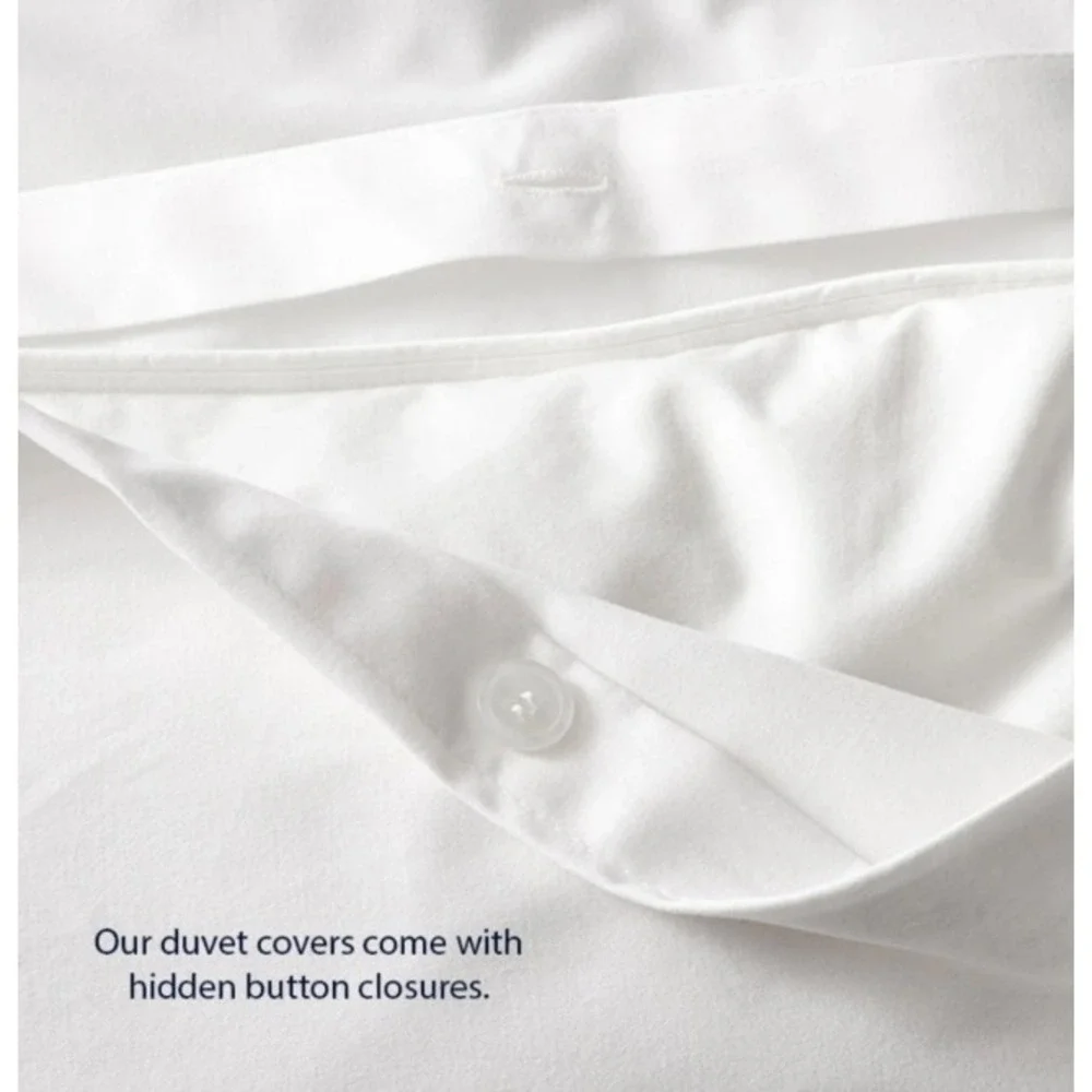 The Company Store White Cotton Percale King Cal King Duvet Cover 50652D